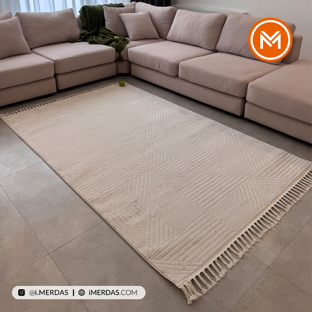 فرش ایکیا کد 42311 زمینه کرم بژ